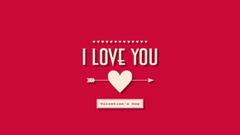 i love you with white heart and arrow on red gradient