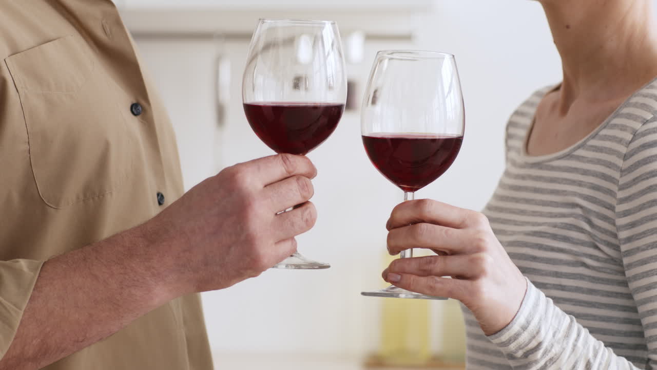 Pareja brindando con copas de vino