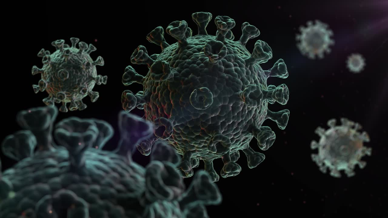 coronavirus moviéndose sobre un fondo negro. video en bucle de alta calidad.