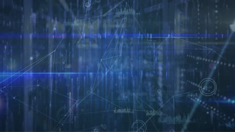 animación de la red de conexiones y procesamiento de datos a través de servidores informáticos