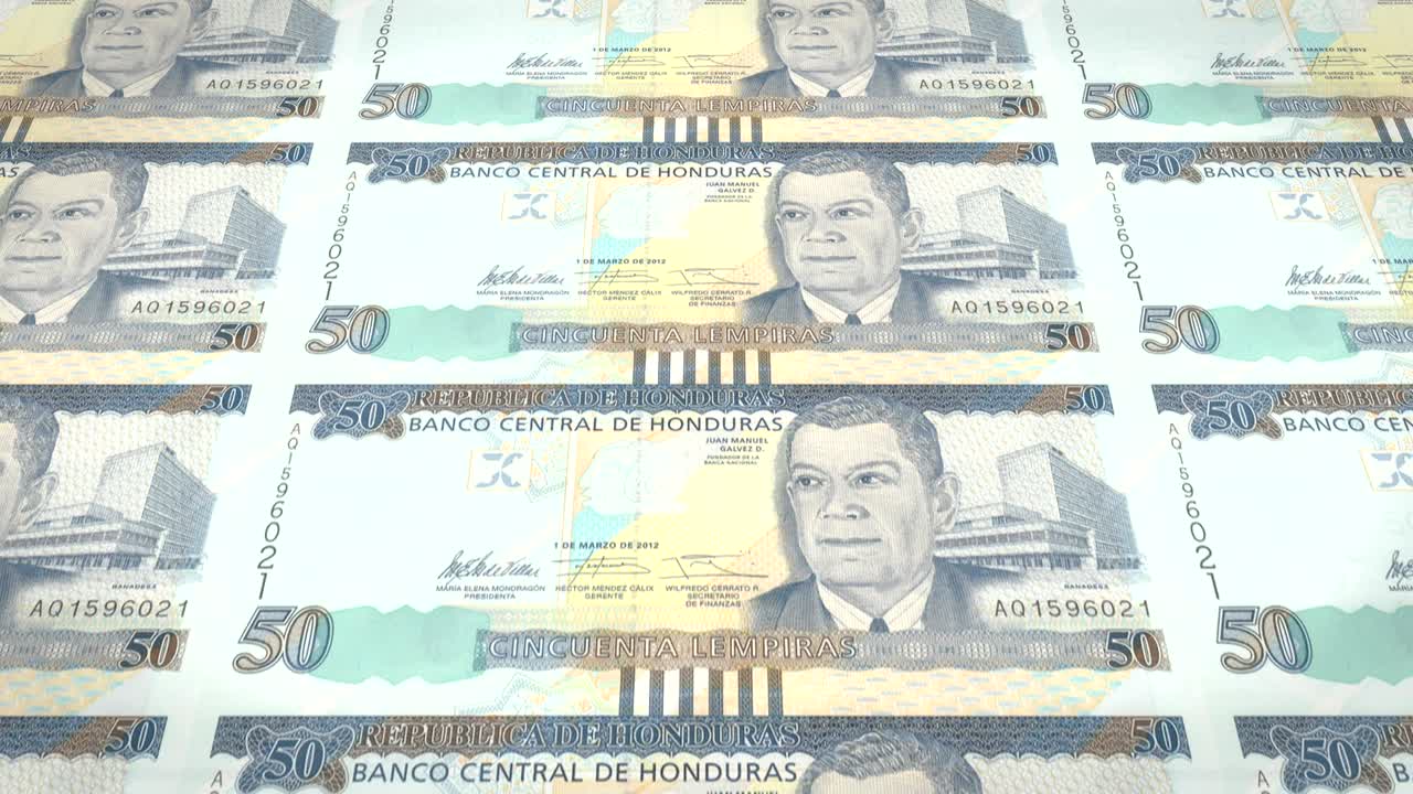 50 호두라스 렘피라 (honduras lempira) 의 지폐, 롤링, 현금, 루프