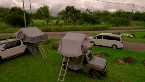 overhead shot of a roadside vehicle campsite in costa rica