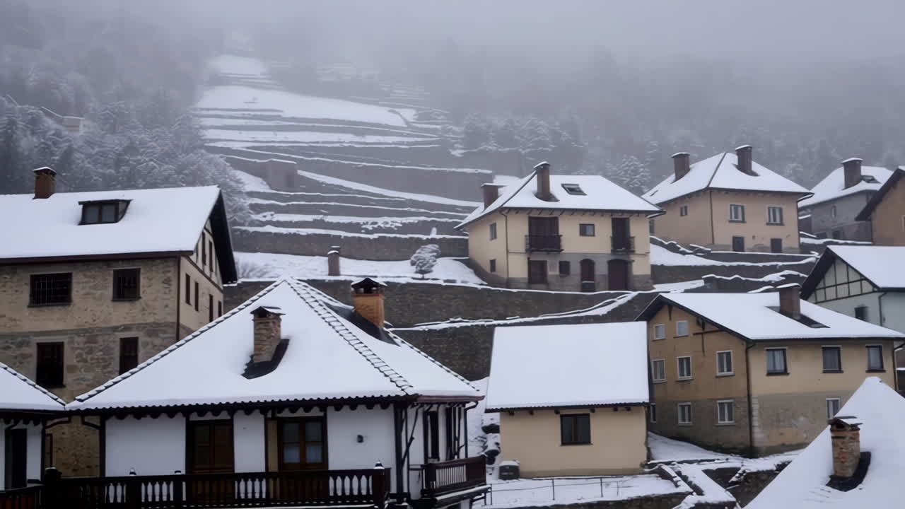 Snowy Mountain Village in Winter
