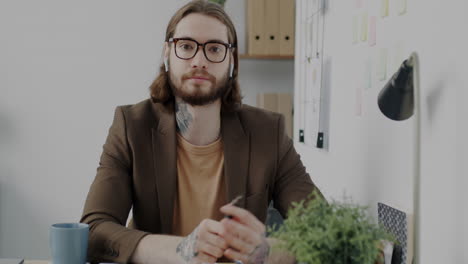 businessman in online meeting