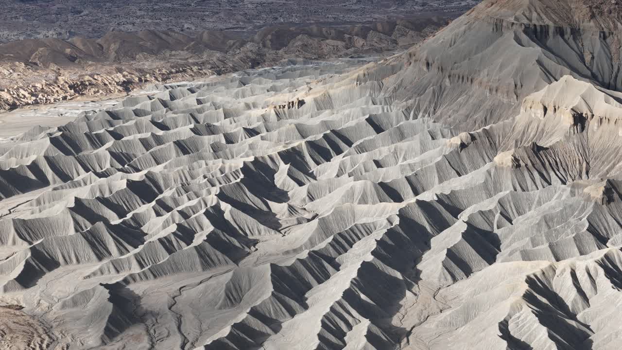 Drone Shot of Grey Lifeless Sandstone Hills and Desert Landscape of Utah USA