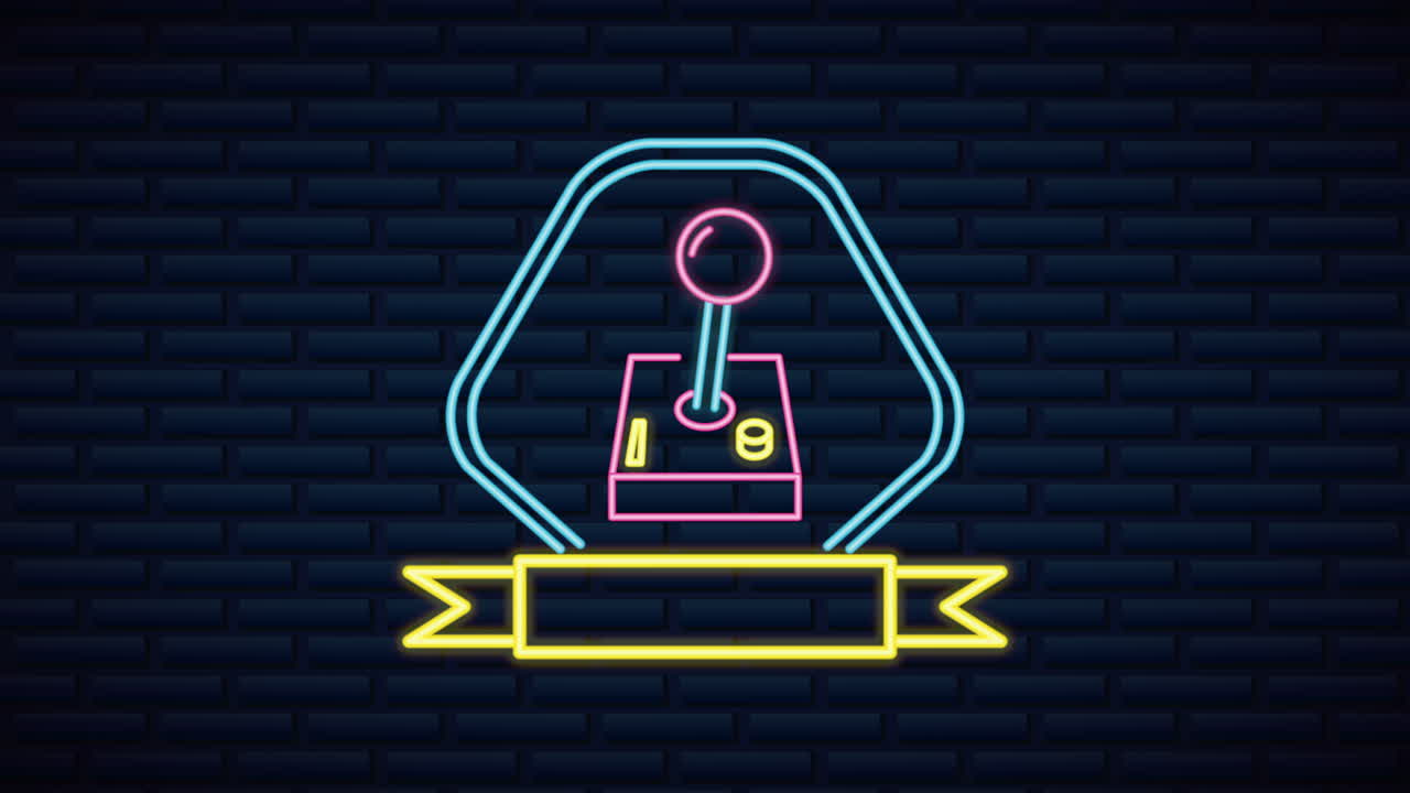 pared con luz de neón control de joystick de videojuego