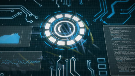 animation of data processing over server room