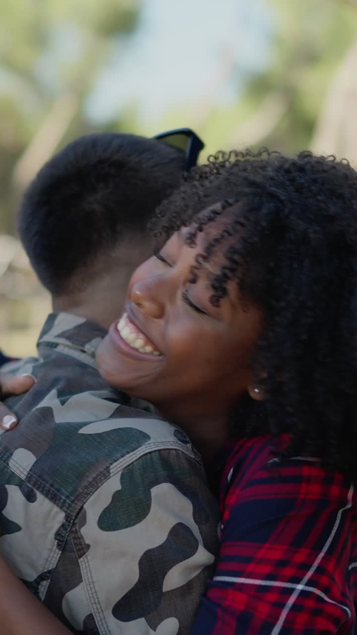 A couple embracing outdoors