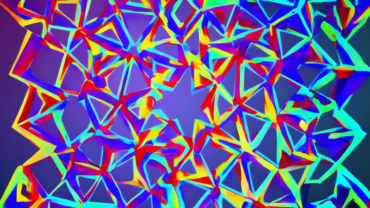 Abstract Colorful Geometric Neon Triangles Background