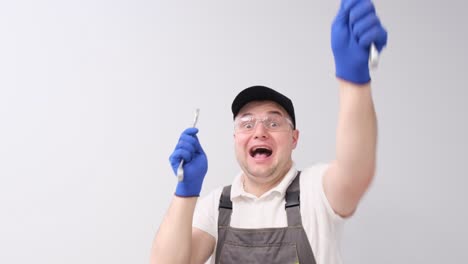 Construction worker with wrench