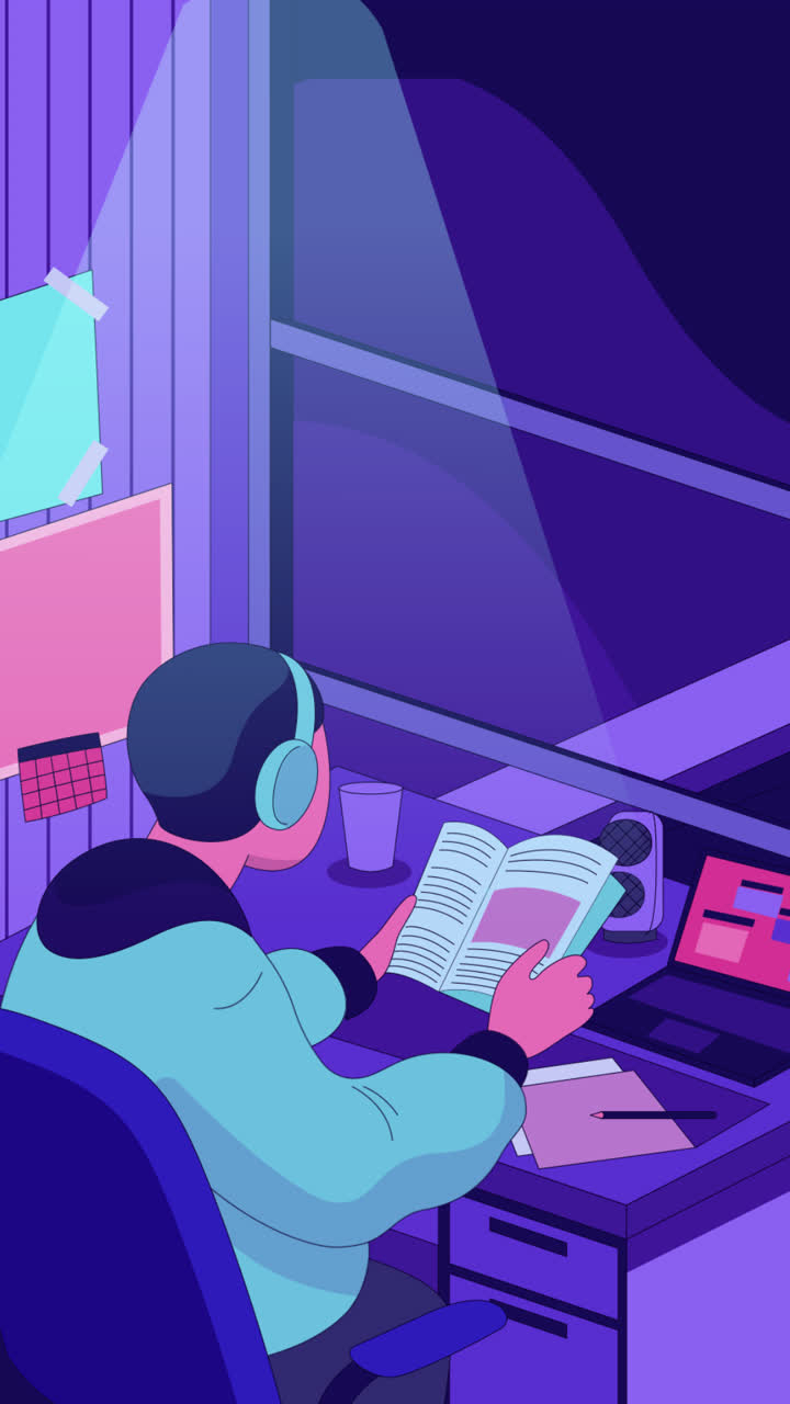 Student Studying Late Night at Home