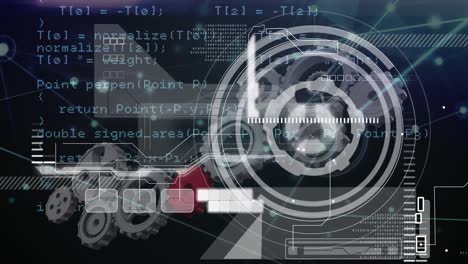 Animation-of-digital-scanning-icons-with-gear-and-screen-over-programming-languages