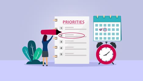 businesswoman making priorities list