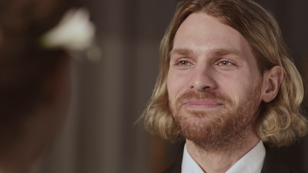 Handsome Caucasian Groom Pronouncing Wedding Vow