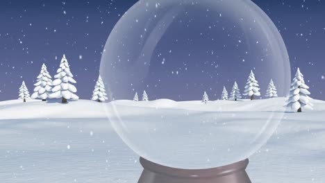 Animation-of-snow-falling-over-landscape-and-trees-in-christmas-snow-globe