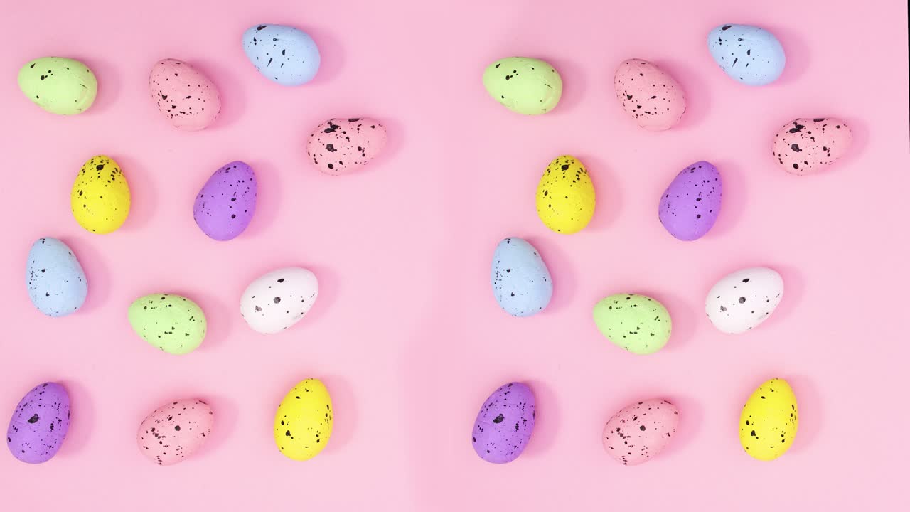 Easter eggs appear on paste pink theme. Stop motion
