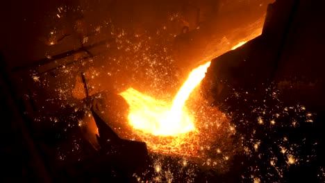 molten metal pouring in a foundry