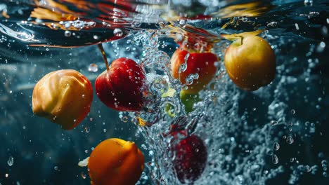 apples underwater splash