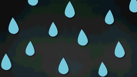 animation of blue raindrops falling on dark grey background