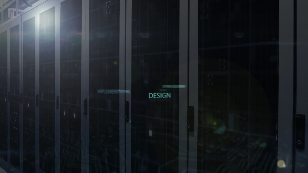 Animation of word PROGRAM with glowing lines and abstract digital patterns