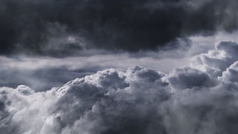 thick gray cumulus clouds are moving closer, point of view