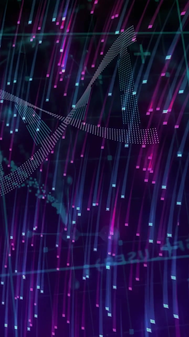Vertical video: Playback starting, helix rotating across genomic plane with neon streaks for study