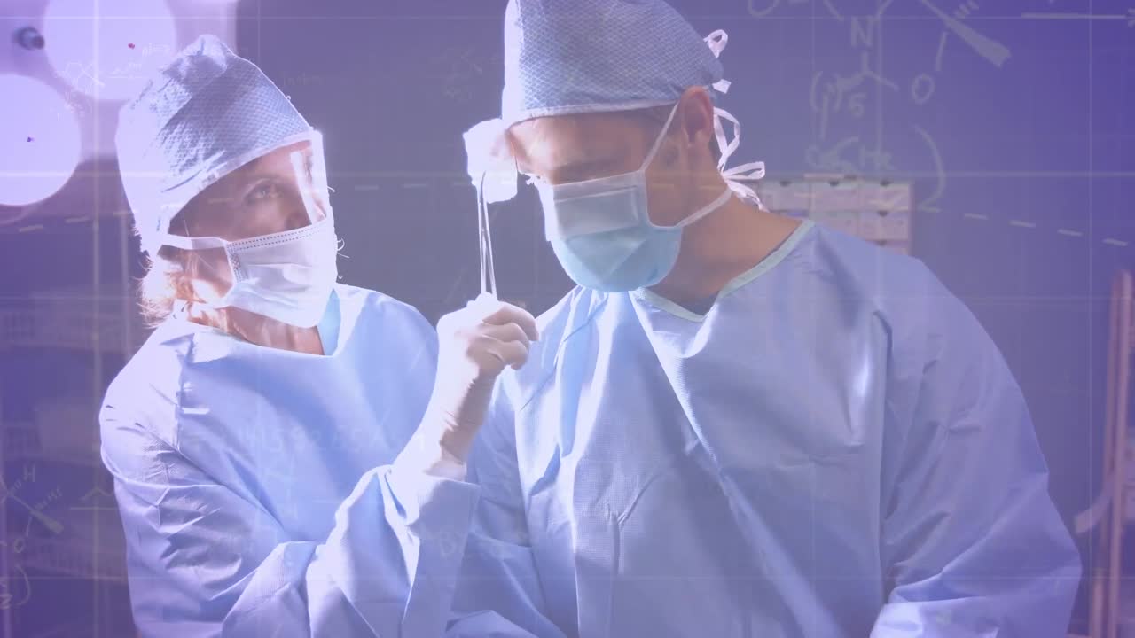 백인 여성과 남성 외과 의사에 대한 과학적 데이터의 애니메이션