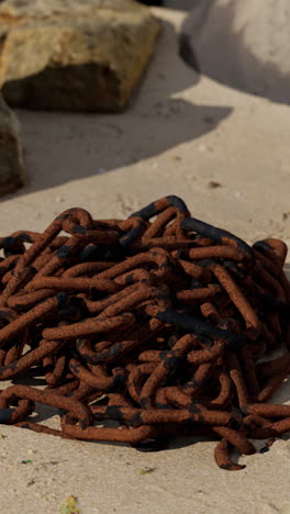 rusty chain on the beach