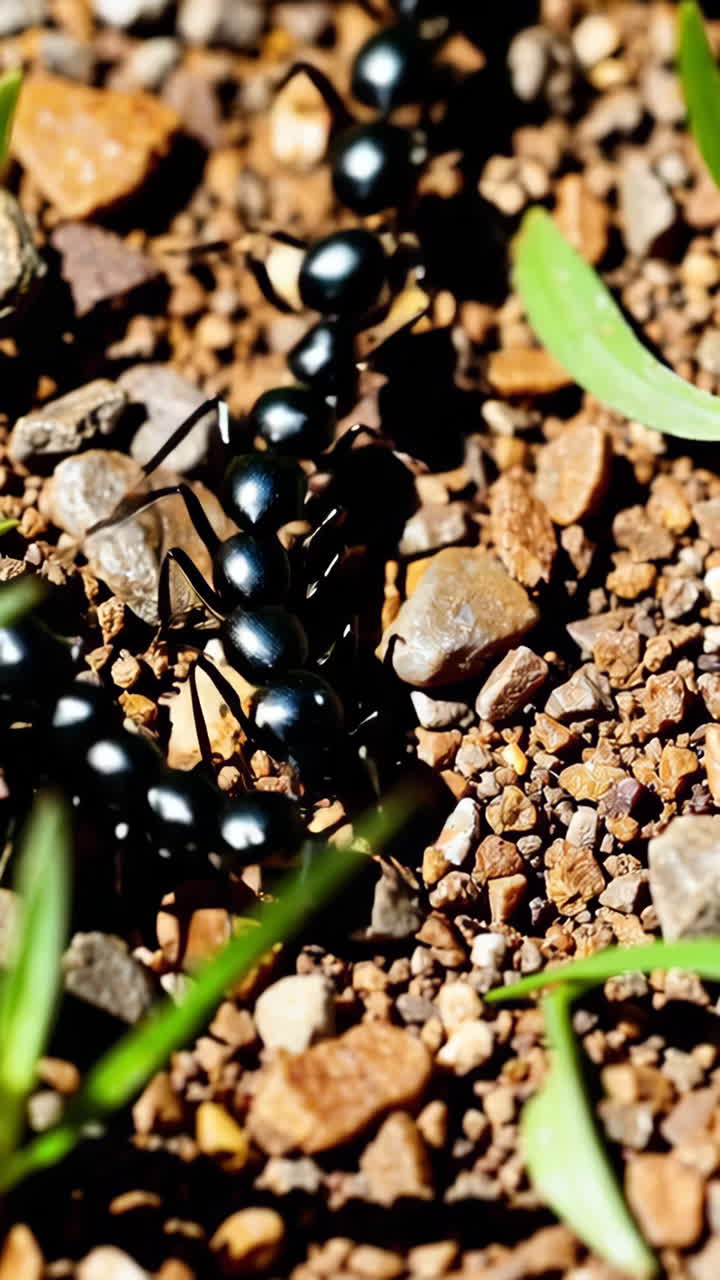 Black Ants marching on the ground