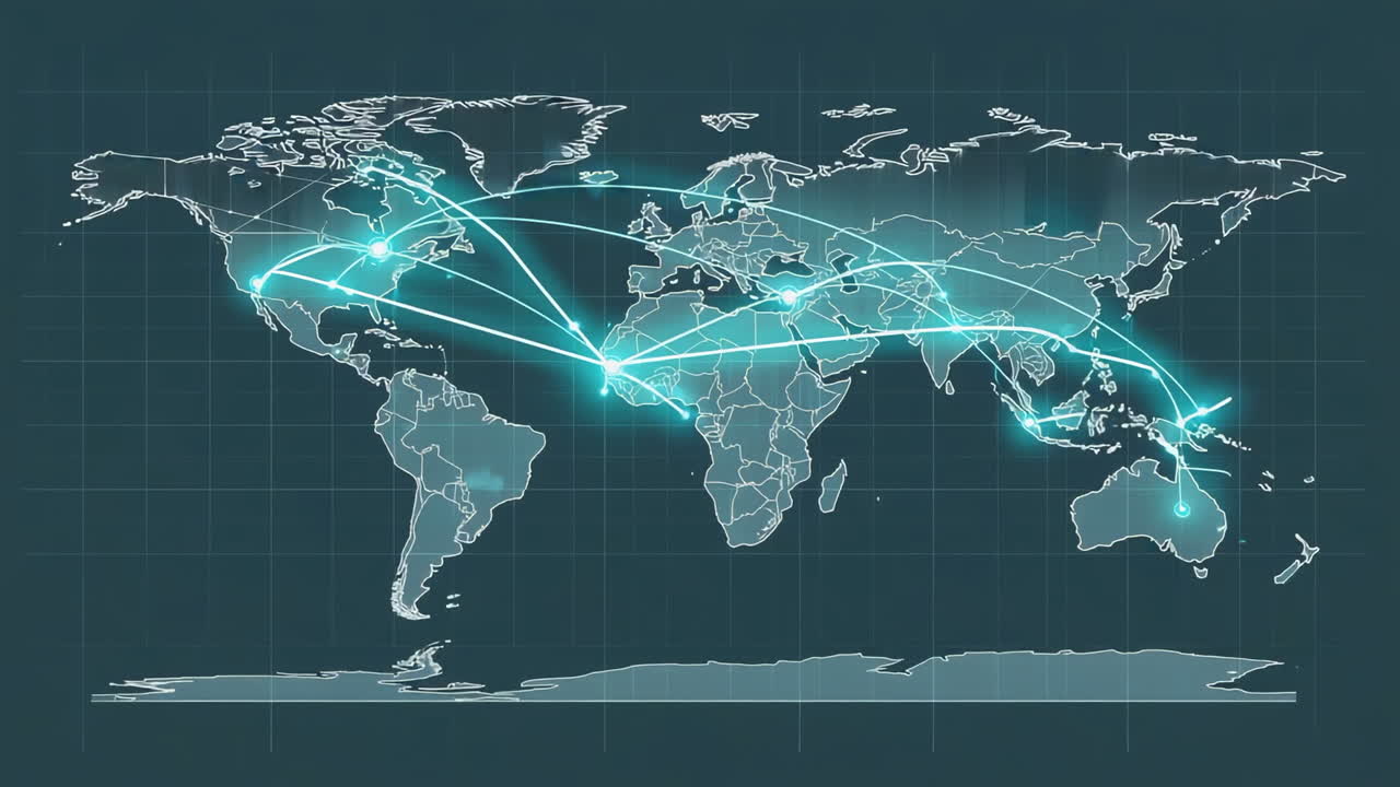 Global Network Connectivity on World Map