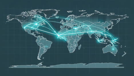 global network connectivity on world map