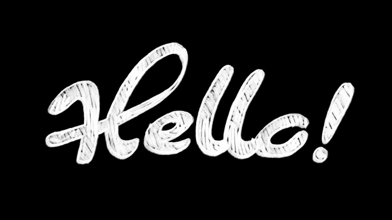 White animated word Hello on black background