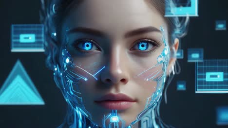 futuristic ai woman with cybernetic enhancements