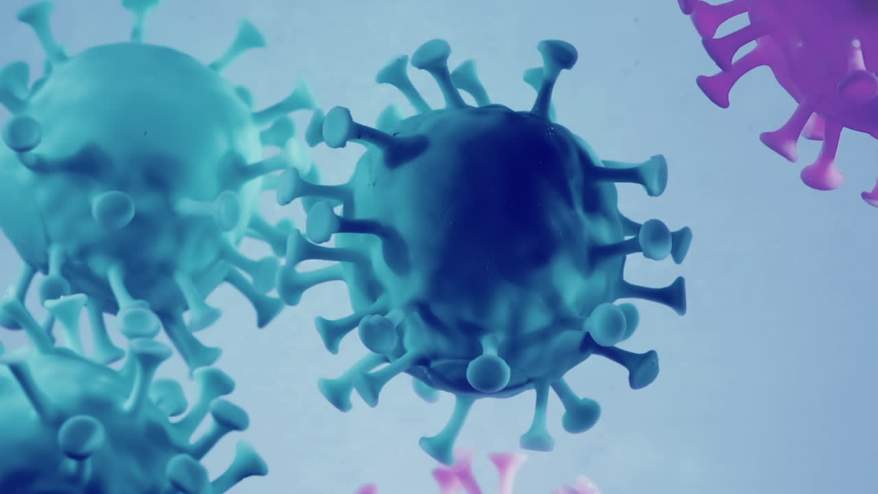 un macro de la molécula del virus del microscopio de la pandemia de la covid-19.