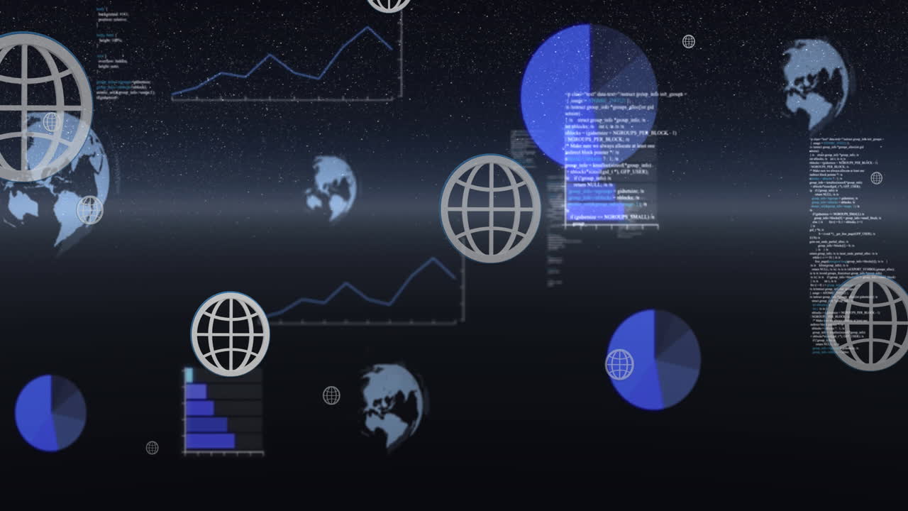Animation of statistics and data processing with globes