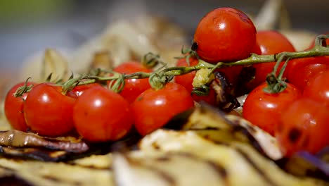 grilled tomatoes with hand held camera