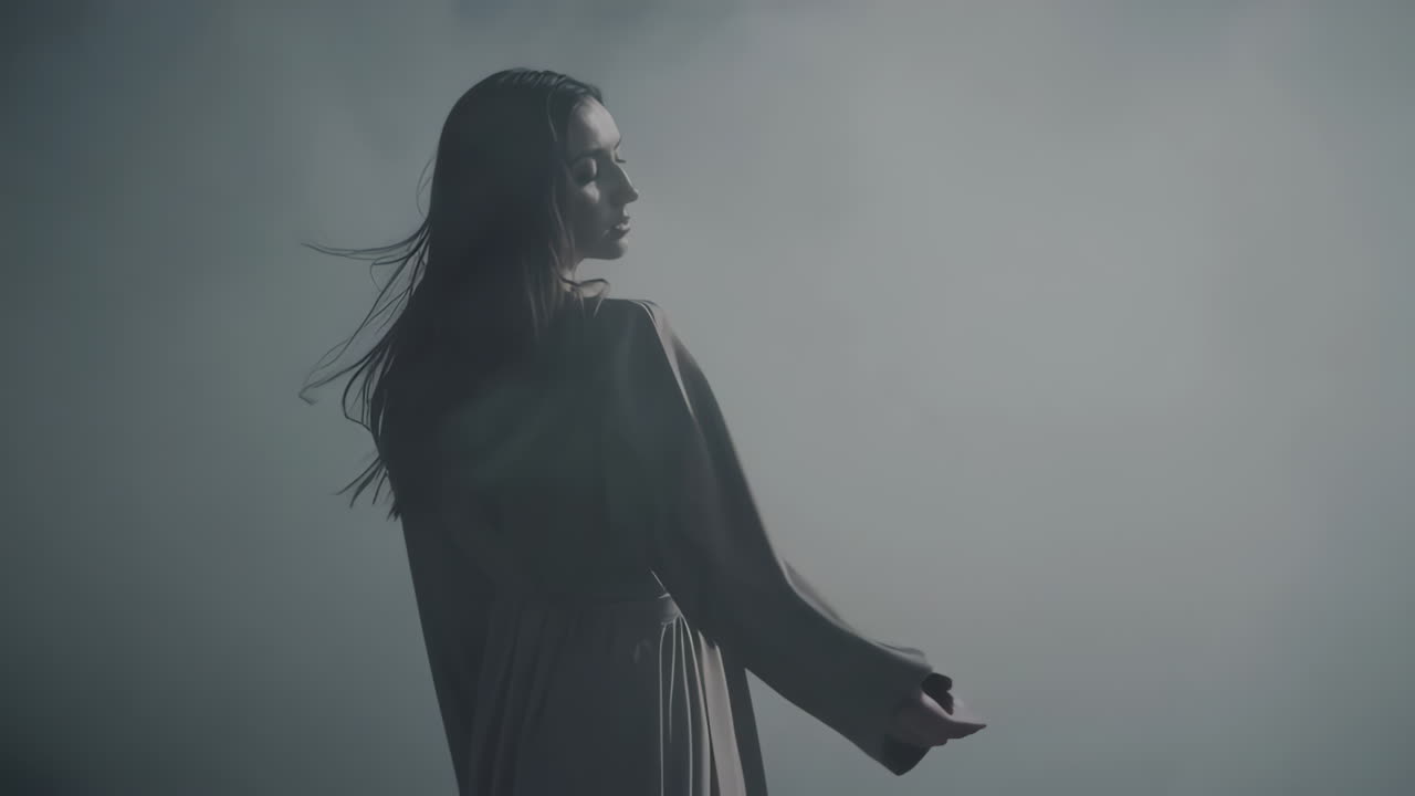 Elegant Woman in Ethereal Fog
