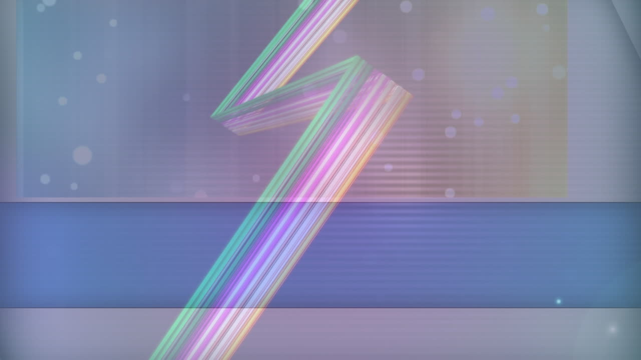 파란색 배경에 대한 빛의 흔적과 빛의 반점의 디지털 애니메이션