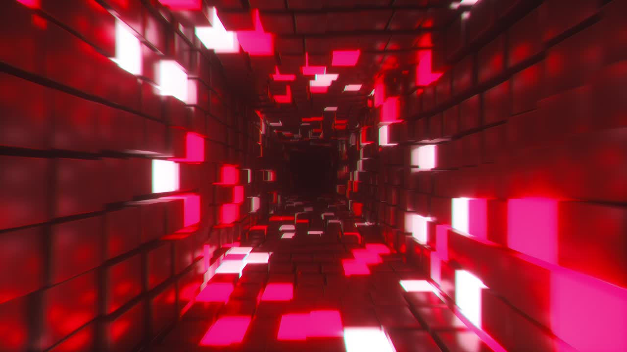 Abstract flying in futuristic corridor