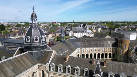 hospital, chateau gontier in france. aerial backward