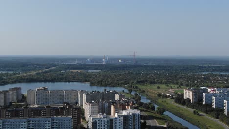 aerial view of a modern industrial plant with cranes in ukraine on a sunny day