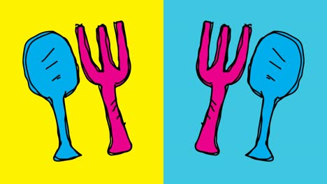 kids drawing pop art seamless background with theme of fork spoon