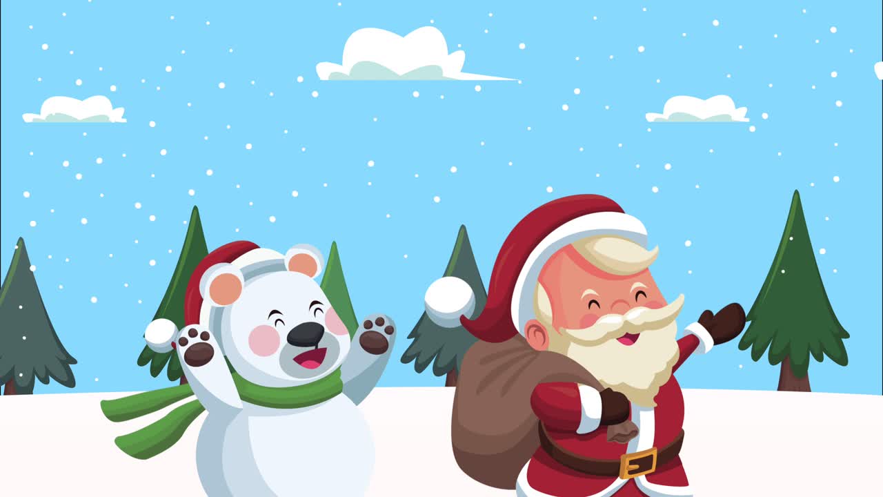 feliz navidad santa claus con el oso polar