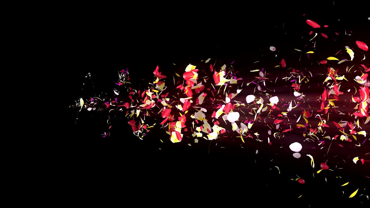 화려한 잎자루, 나선형 반이는 꽃잎, 꽃 모양, 예쁜 춤추는 꽃잎, 회전하는 꽃잎에서 소용돌이, 추상적인 루프 애니메이션.