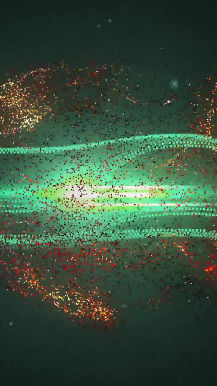 Flowing digital particles forming wave patterns, abstract animation of data visualization