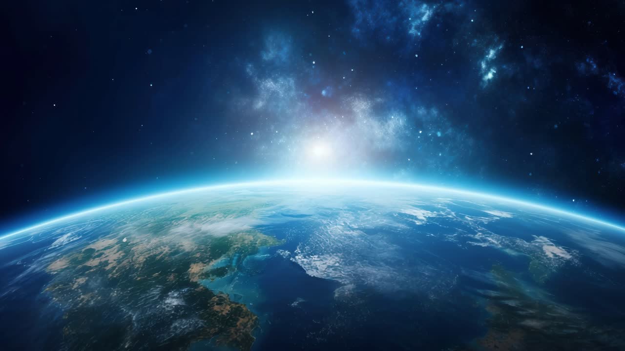 A breathtaking space video scene showing Earth from a high-angle view, capturing the planet's