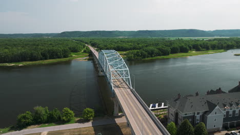 wabasha-nelson bridge crossing the mississippi river. - aerial