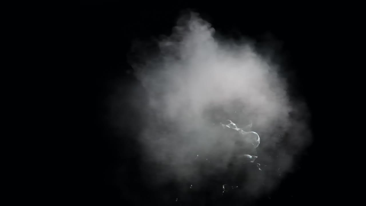Super slow-motion for bursting bubbles with smoke in 1080p