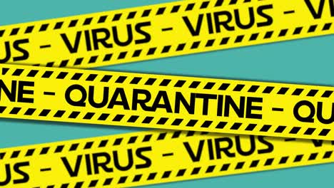 Animation-of-the-words-Quarantine-and-Virus-written-yellow-on-tape-