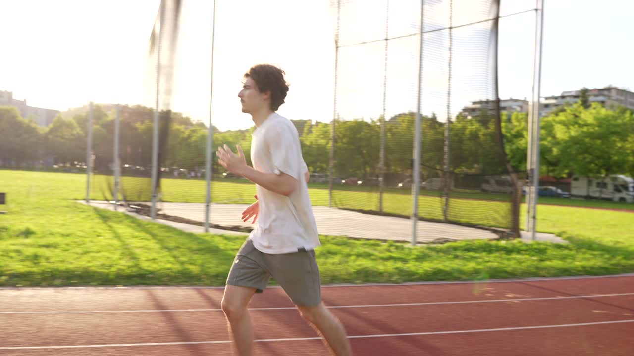Person running on a running track
